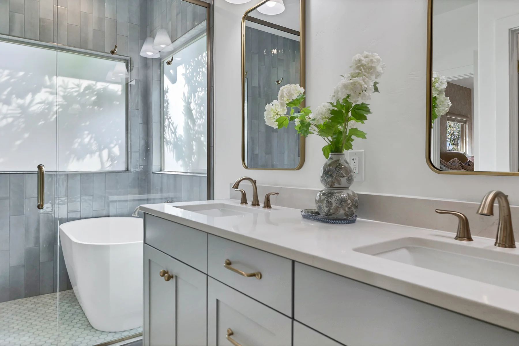 Primary bathroom with freestanding tub
